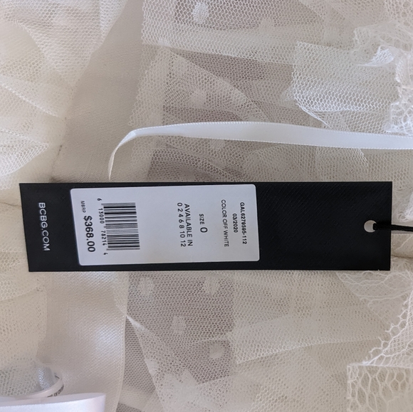 NEW BCBGMAXAZRIA x REVOLVE Off White Strapless Corset Ruffle Tiered Mini Dress 0 - Picture 9 of 10